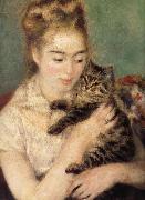 Pierre-Auguste Renoir Woman with a Cat oil on canvas